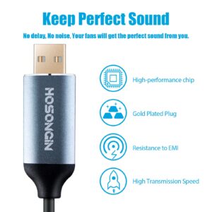 HOSONGIN MIDI to USB Cable 6 Feet, USB to 5-PIN MIDI Interface Adapter Connecting with Keyboard Synthesizer Drum for Editing Recording