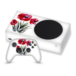 head case designs officially licensed mai autumn red flowers art mix matte vinyl sticker gaming skin decal cover compatible with xbox series s console and controller bundle