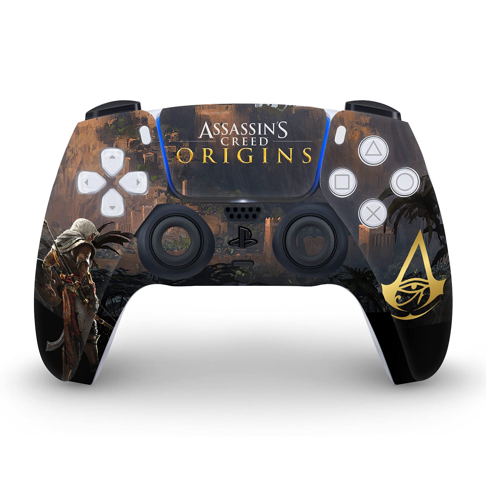 Bayek Crest Origins Character Art Matte Vinyl Faceplate Sticker Gaming Skin Case Cover Compatible with Sony Playstation 5 PS5 Disc Edition Console & DualSense Controller