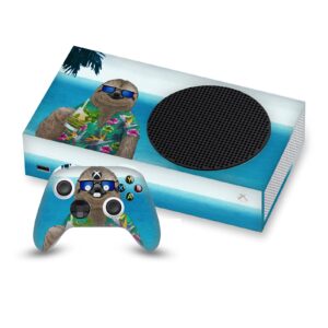 head case designs officially licensed barruf sloth in summer art mix vinyl sticker gaming skin case cover compatible with xbox series s console and controller bundle