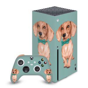 Head Case Designs Officially Licensed Barruf Dachshund, The Wiener Art Mix Vinyl Sticker Gaming Skin Case Cover Compatible with Xbox Series X Console and Controller Bundle