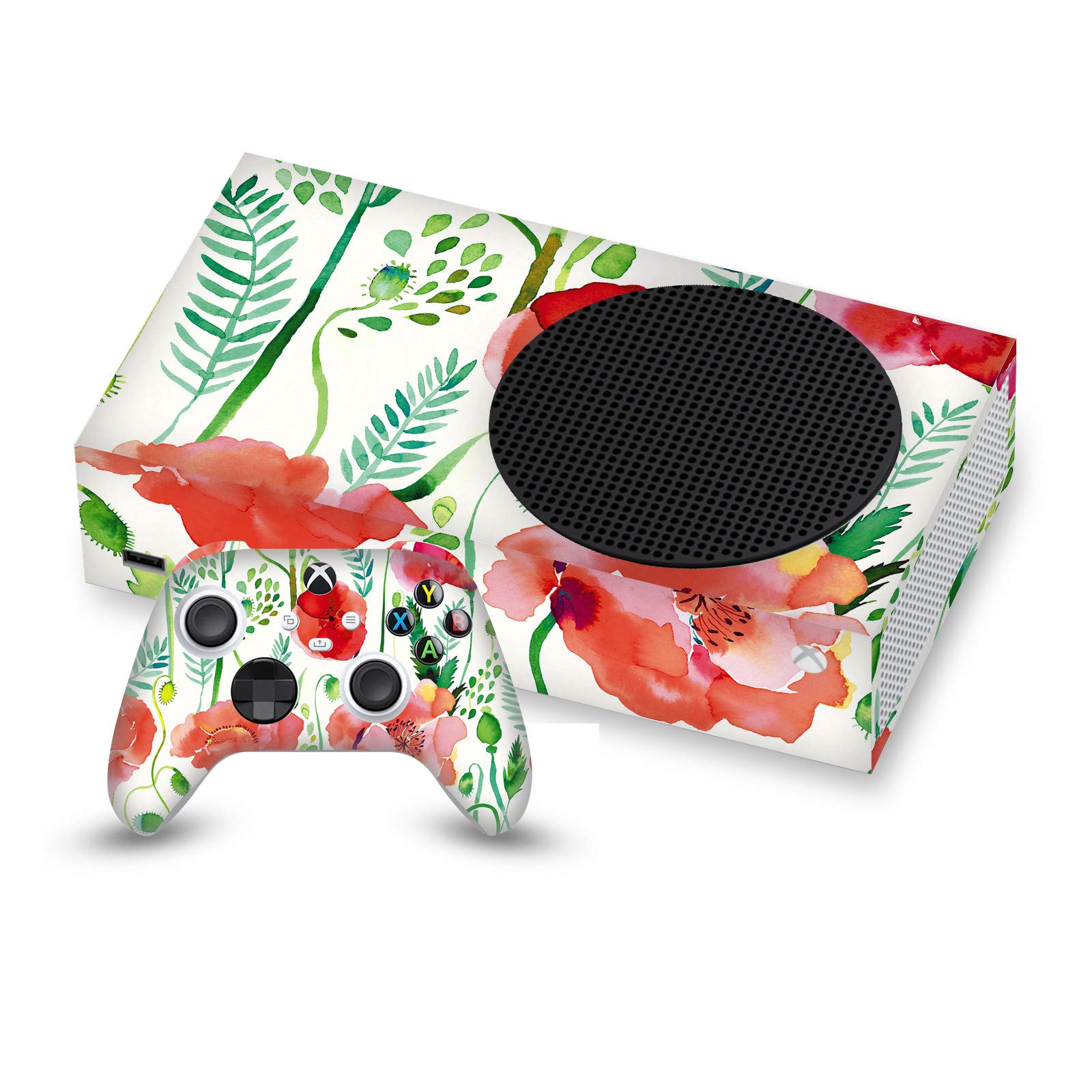 Head Case Designs Officially Licensed Ninola Red Flower Art Mix Vinyl Sticker Gaming Skin Decal Cover Compatible with Xbox Series S Console and Controller Bundle