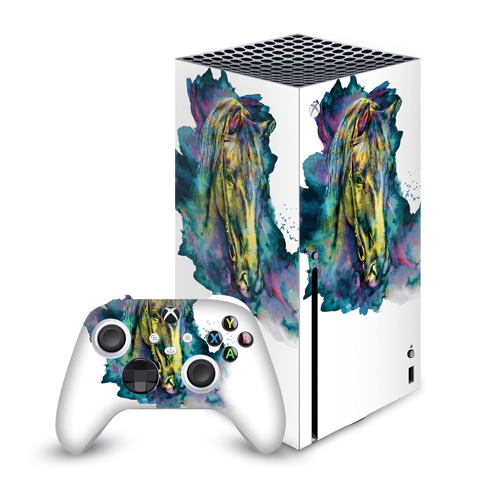 Head Case Designs Officially Licensed Riza Peker Horse Art Mix Vinyl Sticker Gaming Skin Case Cover Compatible with Xbox Series X Console and Controller Bundle