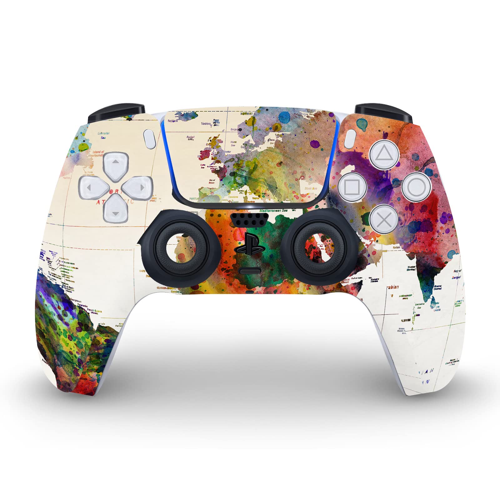 Head Case Designs Officially Licensed Mark Ashkenazi Map of The World Art Mix Vinyl Faceplate Sticker Gaming Skin Case Cover Compatible with Sony Playstation 5 PS5 Disc Console & DualSense Controller