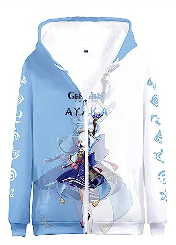 SIAOMA Games Zip Hoodie Jacket Coat Unisex 3D Drawstring Sweatshirt Coat(Ayaka,Small)