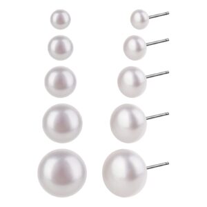 Freshwater Baroque Pearl Stud Sterling Silver Earrings for Women, Hypoallergenic white Cultured AAA+ Real Pearl Earrings Jewelry Set Weeding Gifts