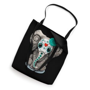 Sugar Skull Elephant Day Of The Dead Halloween Tote Bag