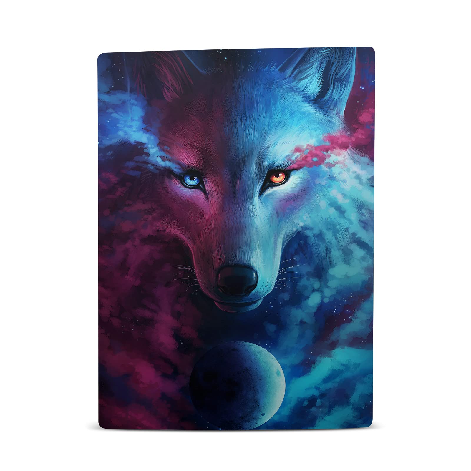 Wolf Galaxy Art Mix Vinyl Faceplate Sticker Gaming Skin Case Cover Compatible with Sony Playstation 5 PS5 Digital Edition Console and DualSense Controller