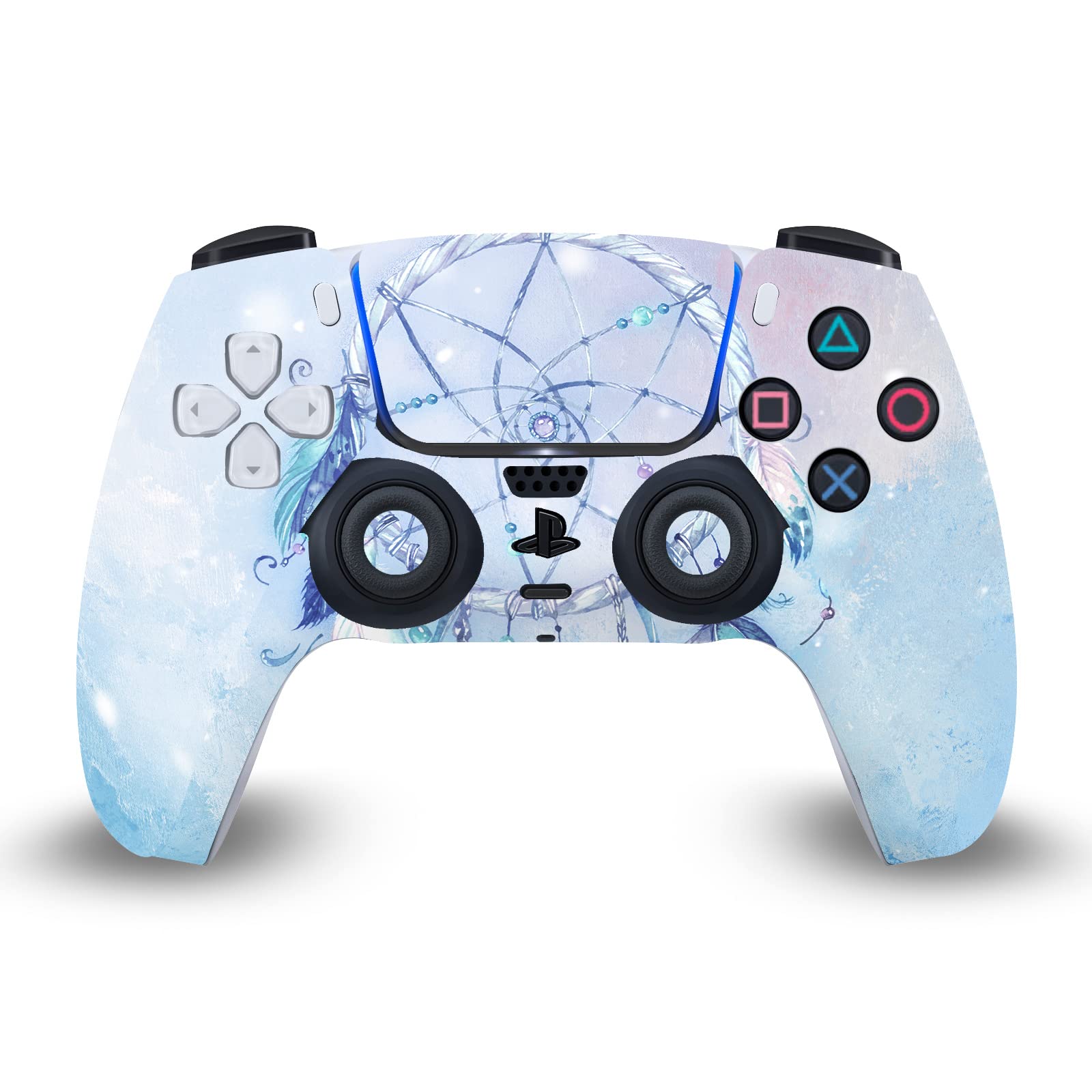 Head Case Designs Officially Licensed Simone Gatterwe Blue Dreamcatcher Art Mix Vinyl Faceplate Gaming Skin Decal Compatible with Sony Playstation 5 PS5 Disc Edition Console & DualSense Controller