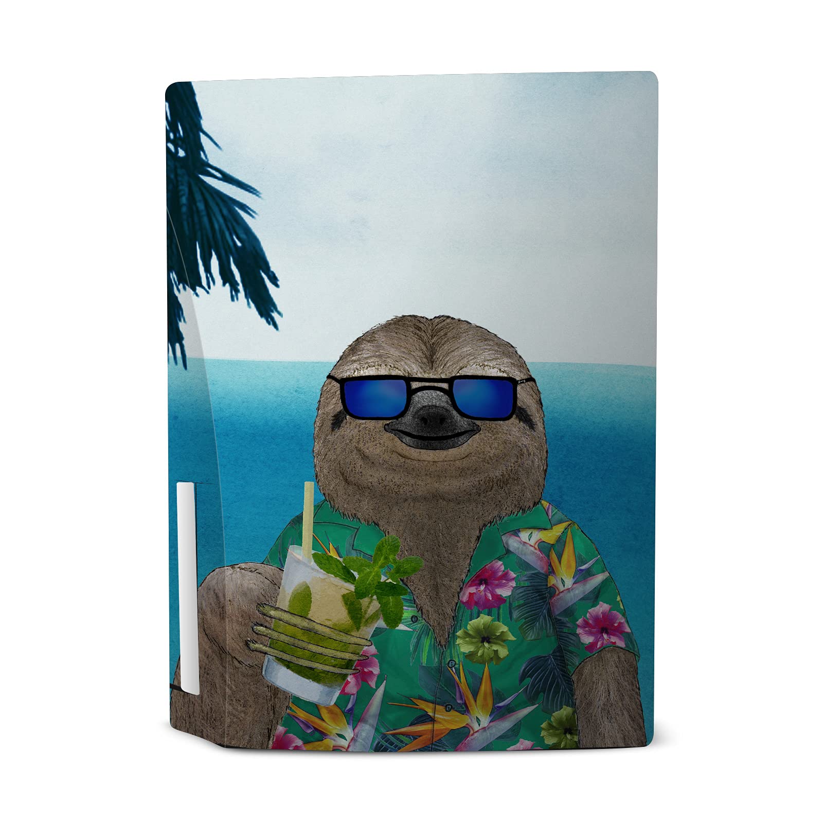 Head Case Designs Officially Licensed Barruf Sloth in Summer Art Mix Vinyl Faceplate Sticker Gaming Skin Case Cover Compatible with Sony Playstation 5 PS5 Disc Edition Console