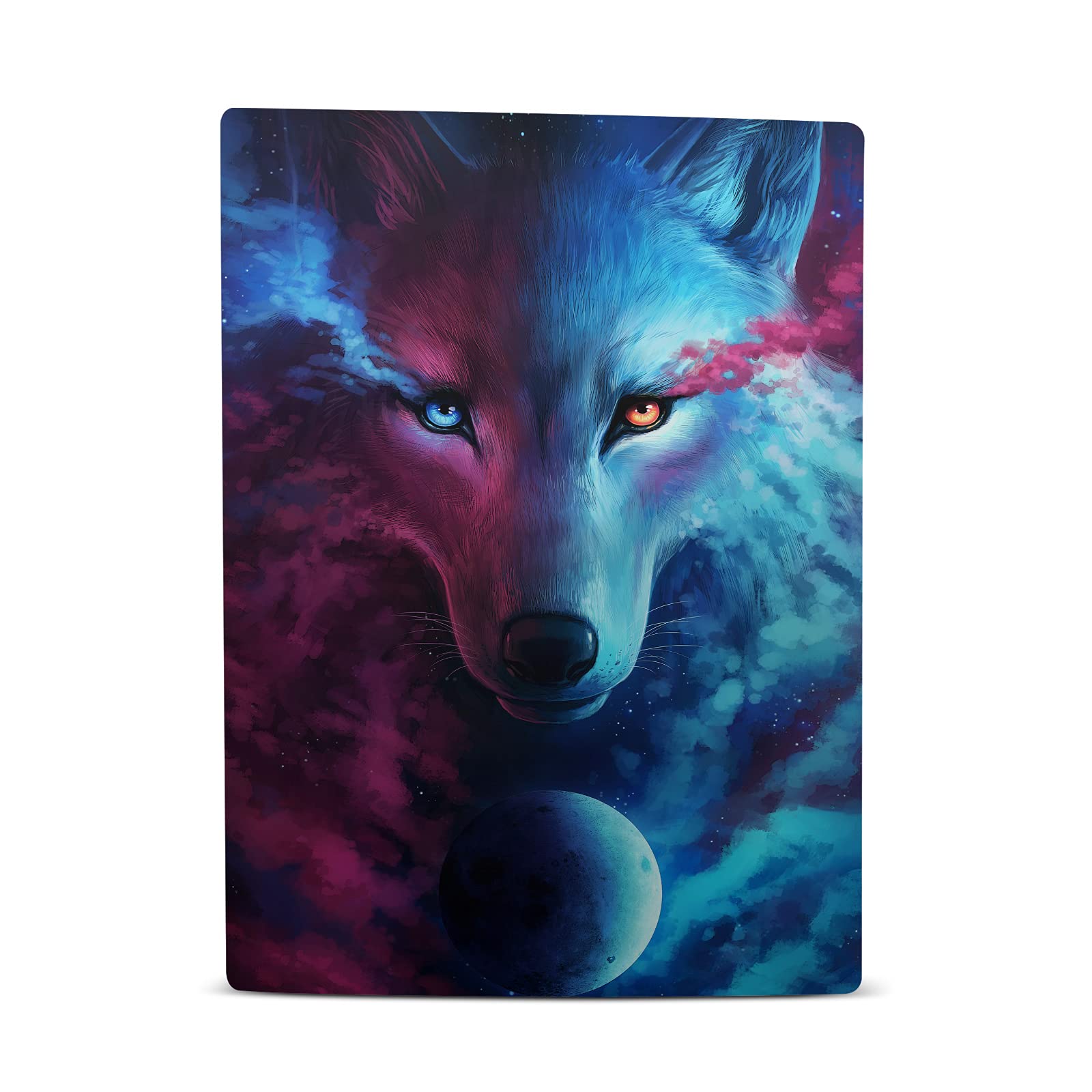 Wolf Galaxy Art Mix Vinyl Faceplate Sticker Gaming Skin Case Cover Compatible with Sony Playstation 5 PS5 Digital Edition Console and DualSense Controller