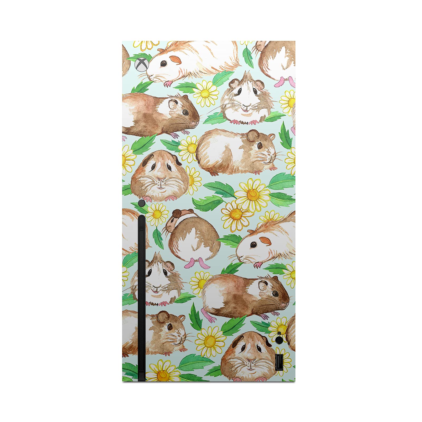 Head Case Designs Officially Licensed Micklyn Le Feuvre Guinea Pigs and Daisies in Watercolour On Mint Art Mix Matte Vinyl Sticker Gaming Skin Case Cover Compatible with Xbox Series X Console