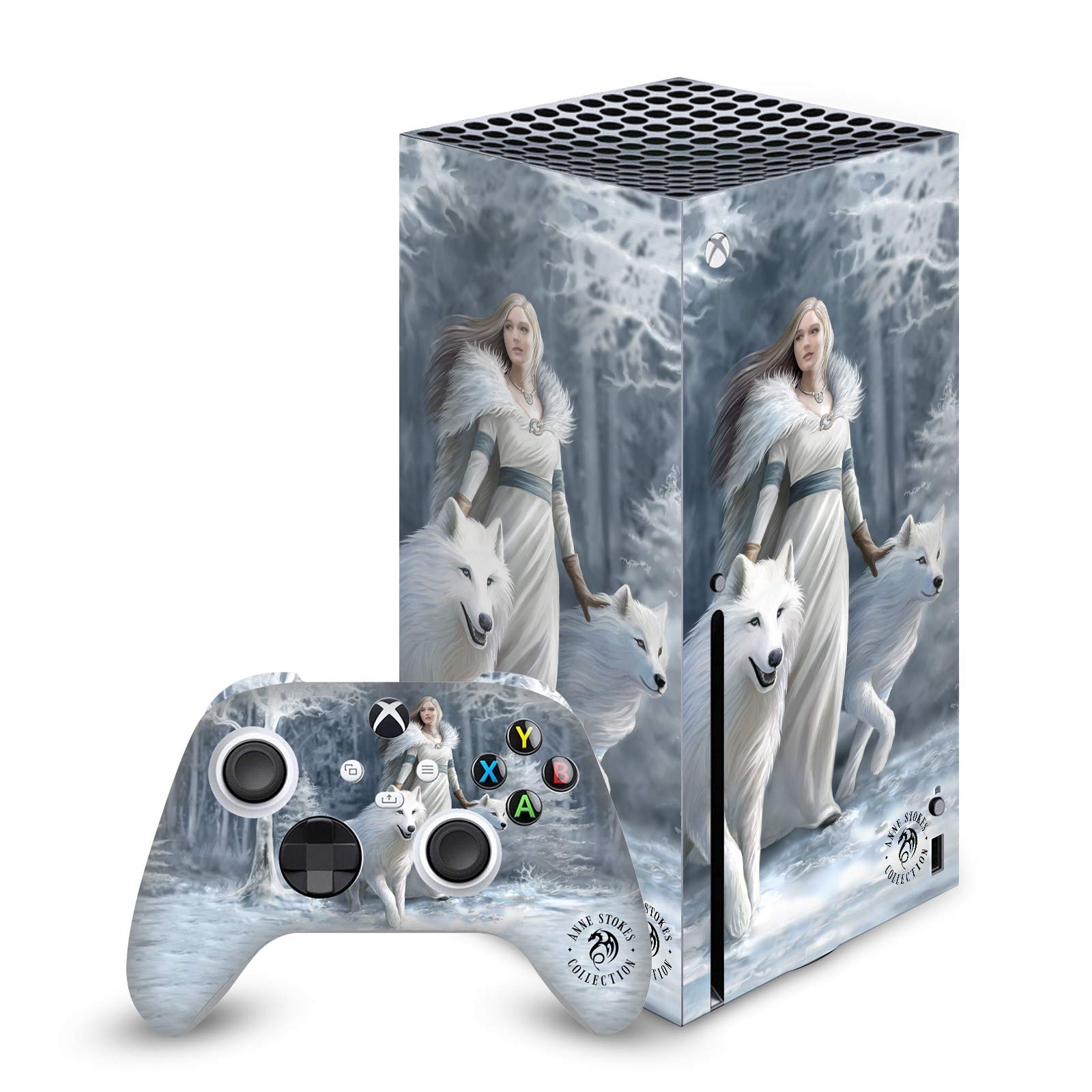 Head Case Designs Officially Licensed Anne Stokes Winter Guardians Art Mix Matte Vinyl Sticker Gaming Skin Case Cover Compatible with Xbox Series X Console and Controller Bundle