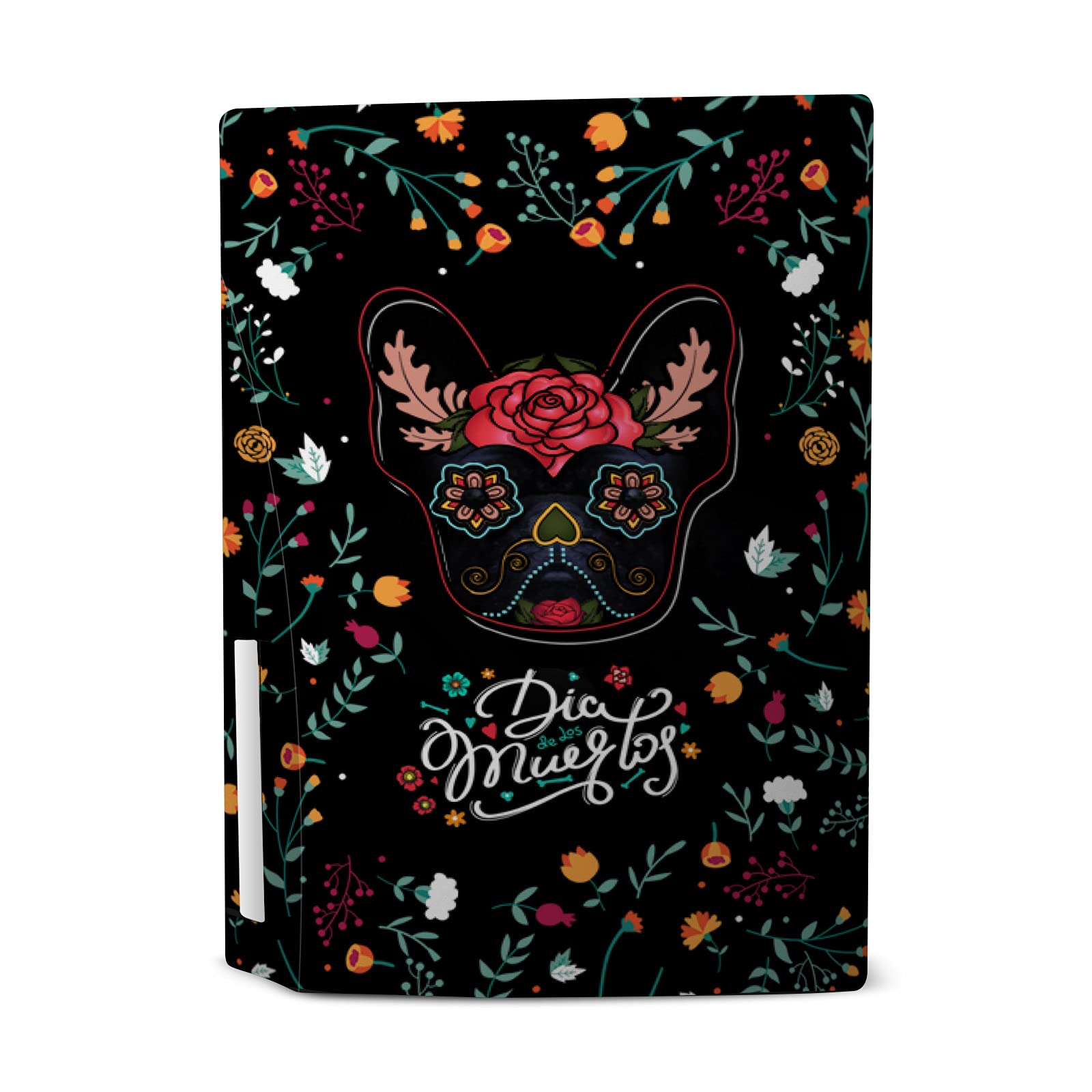 Day of The Dead French Bulldog Vinyl Faceplate Sticker Gaming Skin Case Cover Compatible with Sony Playstation 5 PS5 Disc Edition Console & DualSense Controller