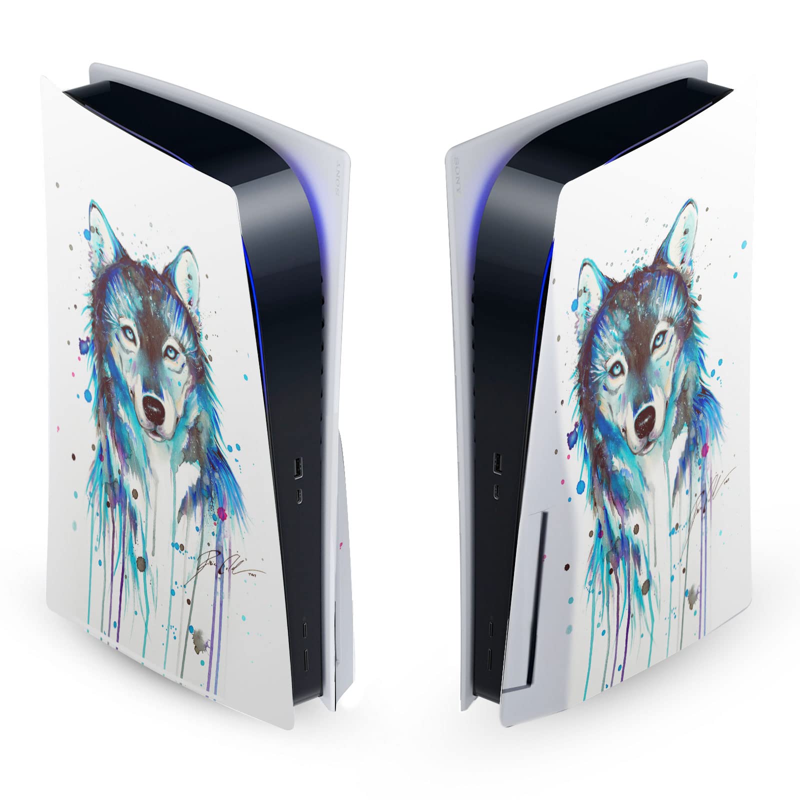 Head Case Designs Officially Licensed Pixie Cold Ice Wolf Art Mix Vinyl Faceplate Sticker Gaming Skin Case Cover Compatible with Sony Playstation 5 PS5 Disc Edition Console