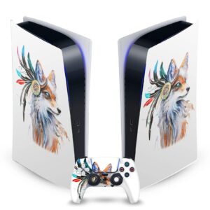 head case designs officially licensed pixie cold fox art mix vinyl faceplate sticker gaming skin case cover compatible with sony playstation 5 ps5 digital edition console and dualsense controller