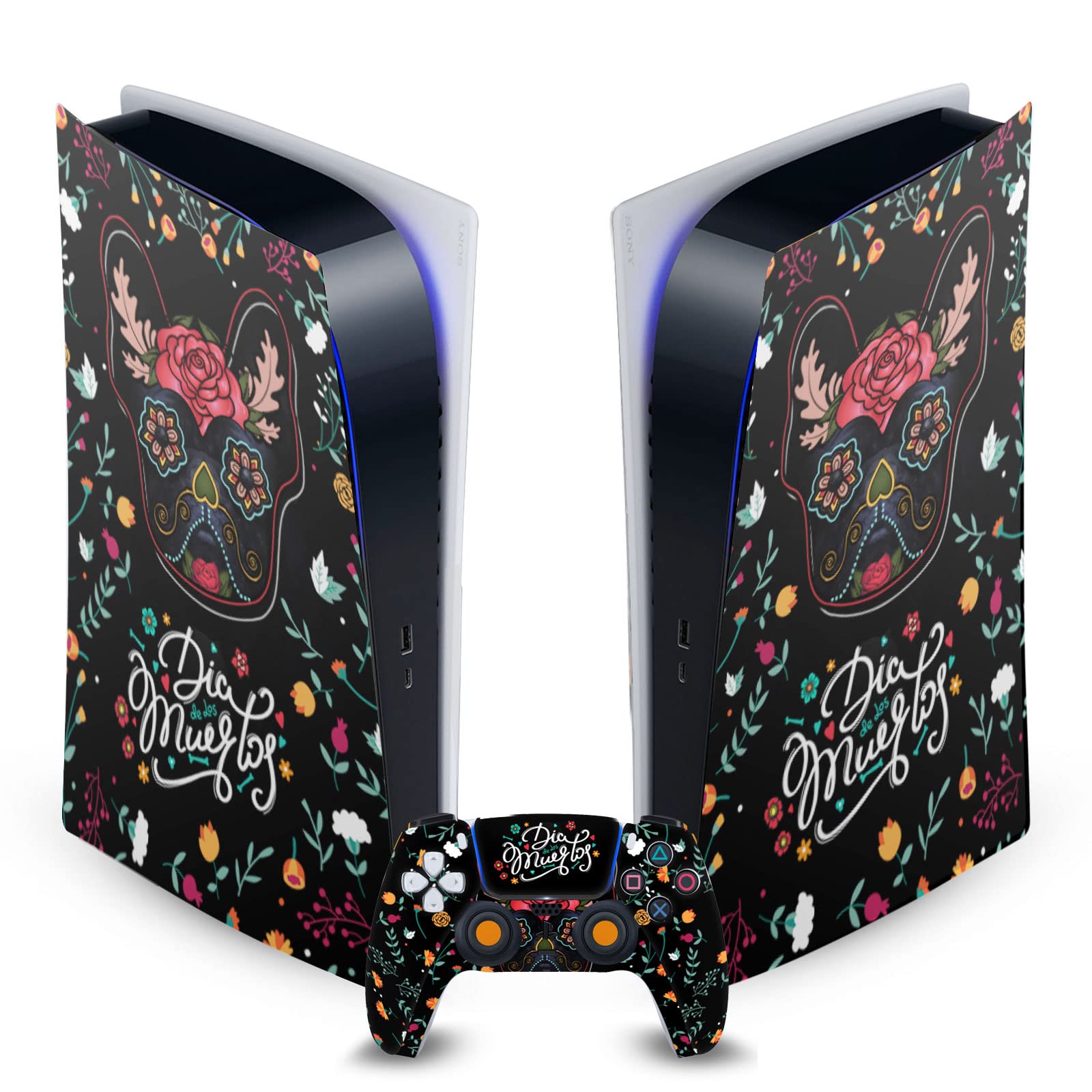 Day of The Dead French Bulldog Vinyl Faceplate Sticker Gaming Skin Case Cover Compatible with Sony Playstation 5 PS5 Digital Edition Console and DualSense Controller