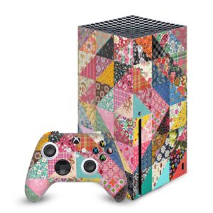 head case designs officially licensed rachel caldwell quilt art mix vinyl sticker gaming skin case cover compatible with xbox series x console and controller bundle