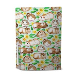 Guinea Pigs and Daisies in Watercolour On Mint Art Mix Matte Vinyl Faceplate Sticker Gaming Skin Case Cover Compatible with Sony Playstation 5 PS5 Disc Edition Console & DualSense Controller