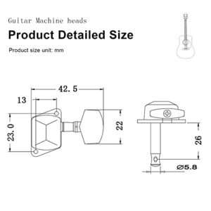 SAPHUE 3+3 Semi-closed Guitar Tuners String Tuning Pegs Keys Machine Heads Set for for Acoustic or Electric Guitar (Chrome)