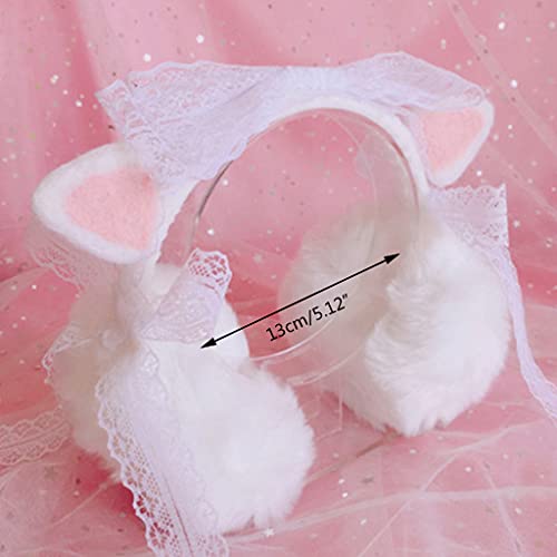 kaixinbukaixin Ear Muffs Cat Ear White Strawberry Black Lolita Cute Ear Muffs Winter Ear Warmers Faux Fur Outdoor Ear Covers,Black Strawberry