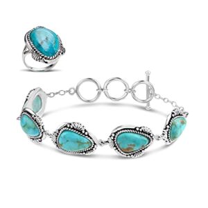 stauer - women's sedona turquoise ring & bracelet (size 10)