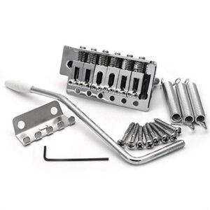 saphue 52.5mm guitar stratocaster tremolo bridge set for fender strat squier electric guitar replacement (chrome, 52.5mm)