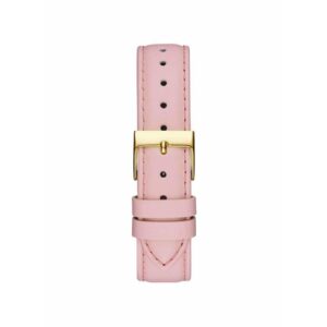 GUESS Ladies Trend Crystal 32mm Watch – Gold-Tone Stainless Steel Case Pink Dial & Pink Genuine Leather Strap