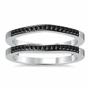 aryanjewels round cut black diamond solitaire ring guard wrap enhancer wedding enhancer for women in 925 sterling silver 14k white gold over