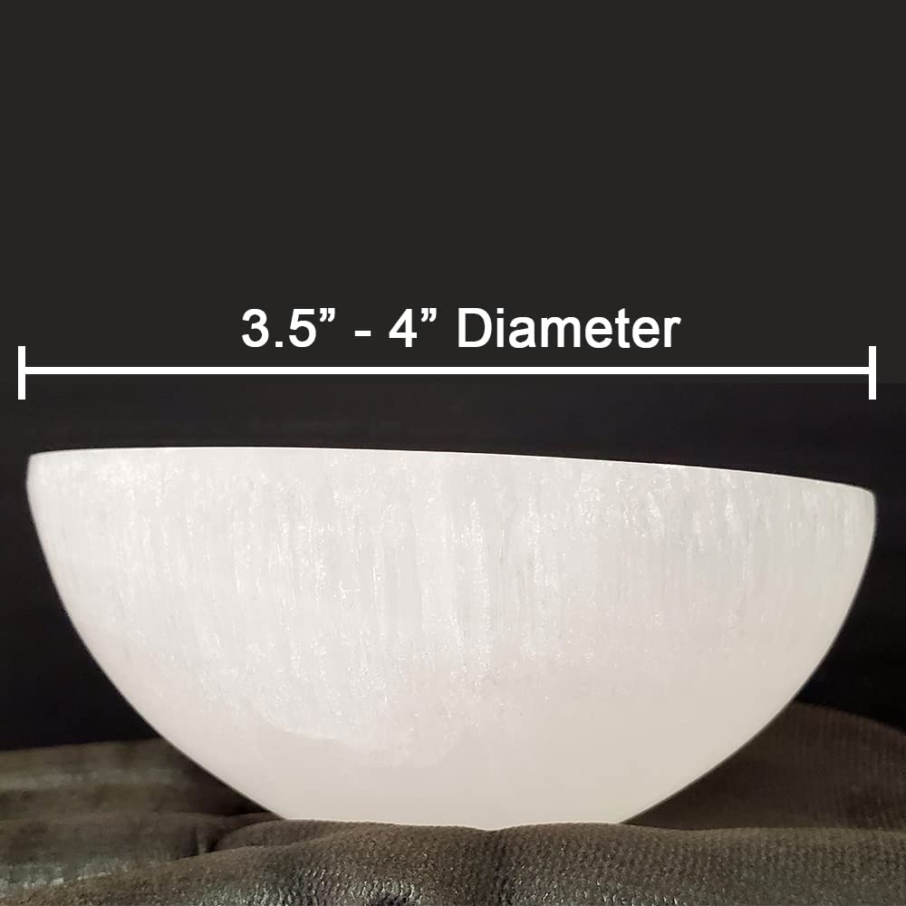 Selenite Bowl 3.5 to 4", Great for Altar use, Ritual use, Incense Burner, smudging Bowl, Decoration Bowl, offering Bowl - New Age Imports, Inc. (Selenite Bowl (White))