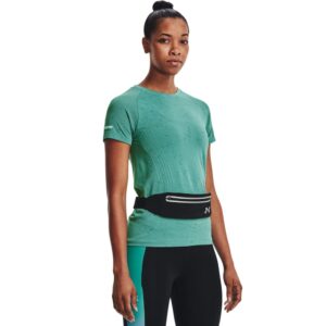 under armour womens flex speedpocket run belt , (001) black / black / reflective , one size fits most