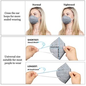 akgk KN95 Face Mask, Breathable Protection Masks, 5-Ply KN95 Multicolor Masks, Cup Dust Safety Masks 50 PCS(Black, White, Grey, Purple, Navy Blue)