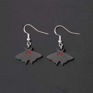 FAADBUK Mothman Lover Gift Mothman Earrings Moth Insect Witch Spooky Monster Creepy Weird Funky Halloween Jewelry (Mothman Earrings)