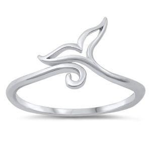 closeoutwarehouse rhodium plated sterling silver designer whale tail ring size 7