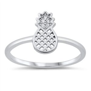 closeoutwarehouse clear cubic zirconia pineapple ring sterling silver size 8