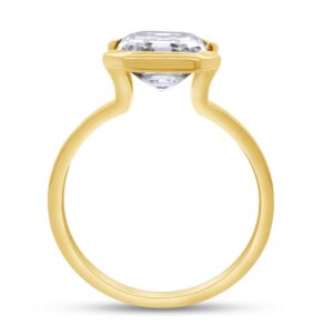 SAVEARTH DIAMONDS 2 CT 7.5MM Asscher Cut Lab Created Moissanite Diamond Solitaire Ring In 14k Yellow Gold Over Sterling Silver Jewelry For Womens Engagement Wedding Birthday (2 Cttw) Size-6.5