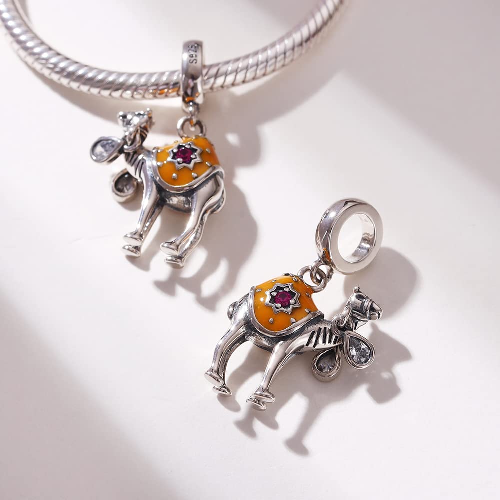 Camel Charm Pendant 925 Sterling Silver Lucky Animals Desert Hump Lover Bead Charms for Pandora Bracelet Women Gifts