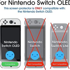 amFilm OneTouch Screen Protector Designed for Nintendo Switch OLED model 2021 - With Auto Alignment Kit, Bubble Free, Glass, 2 Pack