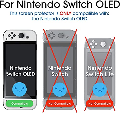 amFilm OneTouch Screen Protector Designed for Nintendo Switch OLED model 2021 - With Auto Alignment Kit, Bubble Free, Glass, 2 Pack