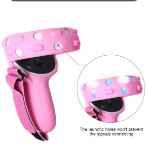 Barbie Pink 6 in 1 Set Head Strap for Oculus Quest 2 Accessories,MODJUEGO Adjustable Forehead Strap with Silicone Touch Controller Grip Cover, VR Face Cover and VR Shell Protector Cover Replacement