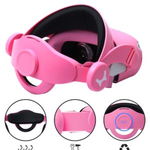 Barbie Pink 6 in 1 Set Head Strap for Oculus Quest 2 Accessories,MODJUEGO Adjustable Forehead Strap with Silicone Touch Controller Grip Cover, VR Face Cover and VR Shell Protector Cover Replacement