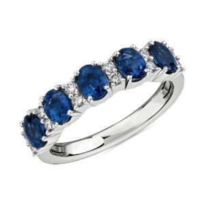 Jewelrygift 925 Sterling-Silver Solitaire Eternity Band Ring Created-Blue Sapphire Gtone Western Design Bridal Chakra Healing Wedding Jewelry for Women Ring US Ring Size : 12.5