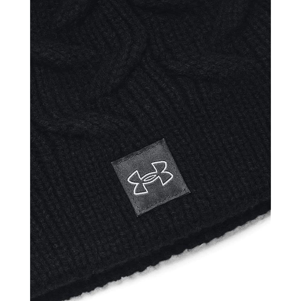 Under Armour womens Halftime Cable Knit Beanie , (001) Black / Jet Gray / Halo Gray , One Size Fits All