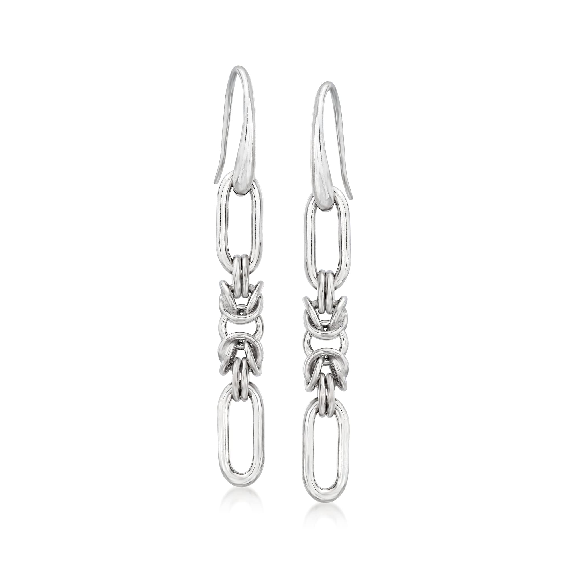 Ross-Simons Italian Sterling Silver Paper Clip Link and Byzantine Drop Earrings