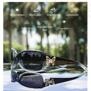 LVIOE Polarized Sunglasses for Women, Fashion Butterfly Decoration Driving Fishing-99.99% UV Protection