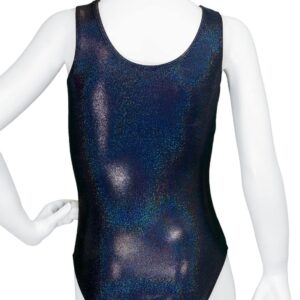 Destira Gymnastics Leotards for Girls, Hollywood - Premium Hologram Fabric w/Dazzling Rhinestone Crystals - Dance, Cheer, Yoga, & More, Child Medium (8)