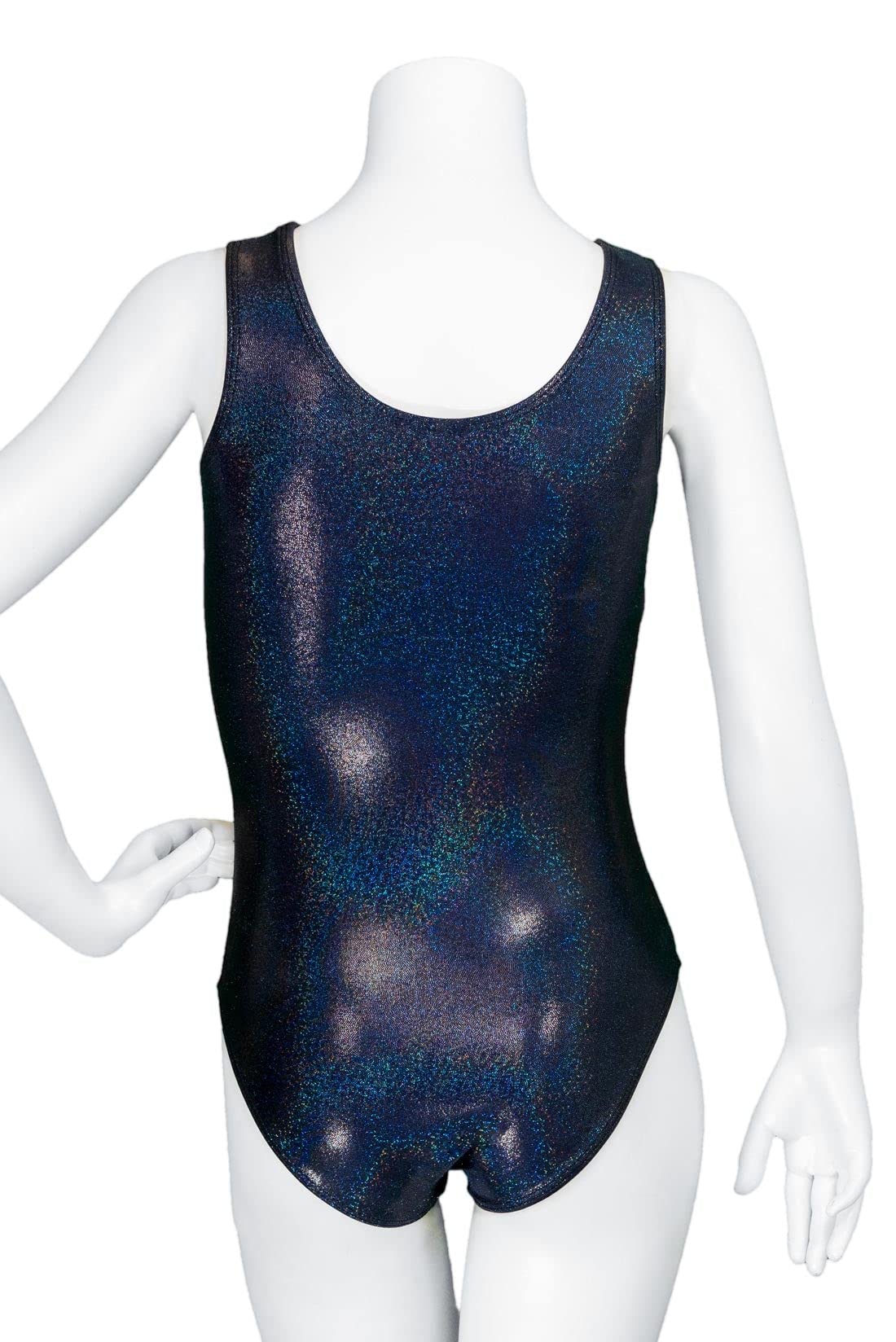 Destira Gymnastics Leotards for Girls, Hollywood - Premium Hologram Fabric w/Dazzling Rhinestone Crystals - Dance, Cheer, Yoga, & More, Child Medium (8)