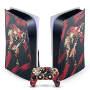 alexios with spear odyssey artwork matte vinyl faceplate sticker gaming skin case cover compatible with sony playstation 5 ps5 disc edition console & dualsense controller