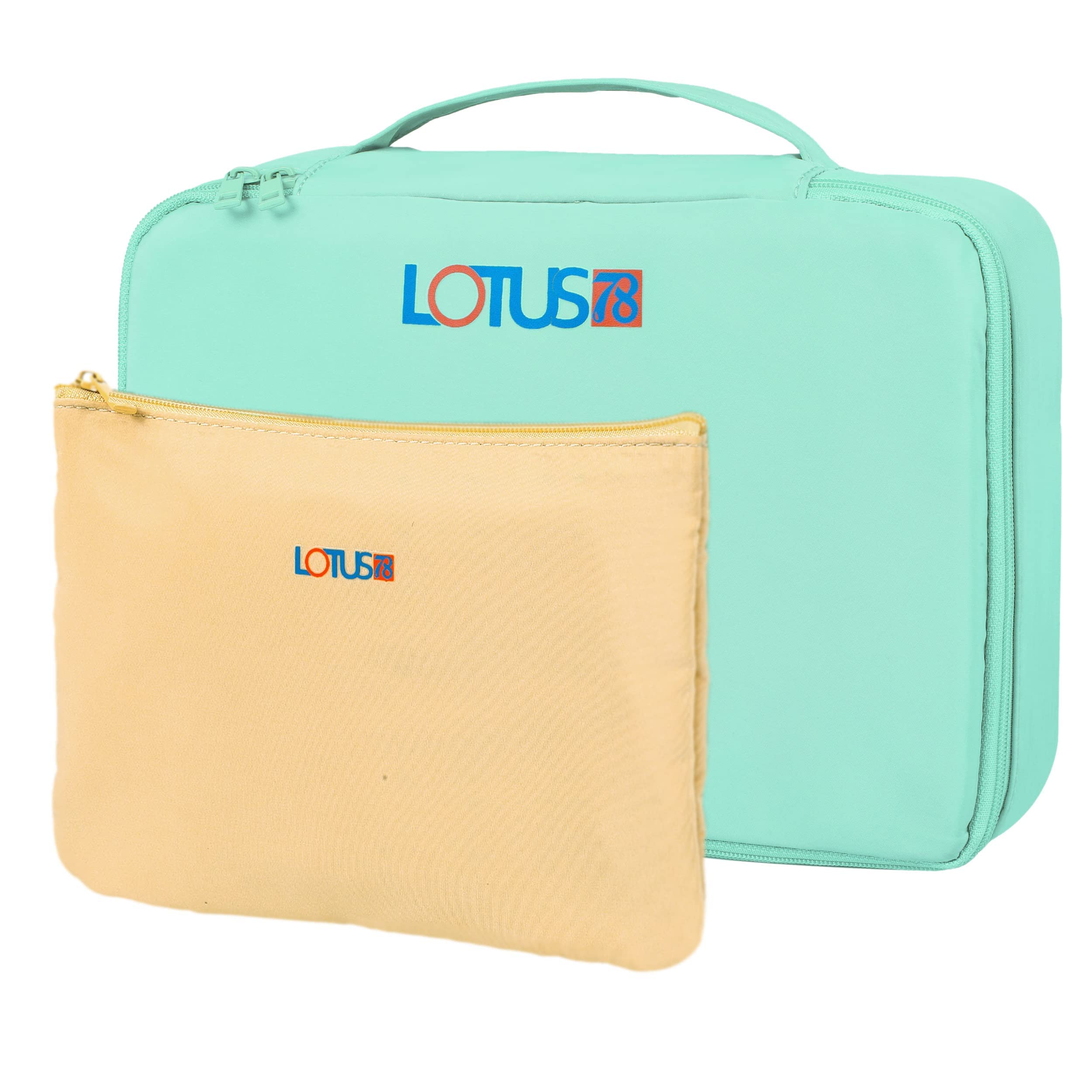 LOTUS78 Makeup Bag. Cosmetic Bag for Women. Elegant Toiletry Bag for Women. Make Up Bag with Brush Organizer. Travel Makeup Bag for Girls. Makeup Bag Organizer with Detachable Small Cosmetic Bag.