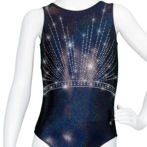 Destira Gymnastics Leotards for Girls, Hollywood - Premium Hologram Fabric w/Dazzling Rhinestone Crystals - Dance, Cheer, Yoga, & More, Child Medium (8)